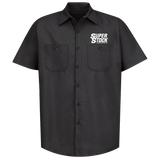 SUPER STOCK Magazine & Drag Illustrated Black Button Down Shop Shirt