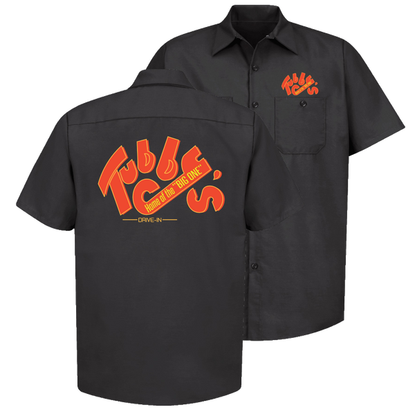 TUBBY'S Home of the Big One Hollywood Knights Button Down Work Shirt