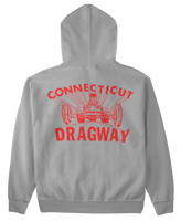 CT DRAGWAY Connecticut Dragster 1960's Logo Hoodie Sweatshirt Gray