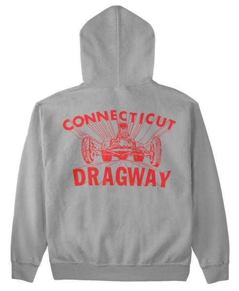 CT DRAGWAY Connecticut Dragster 1960's Logo Hoodie Sweatshirt Gray